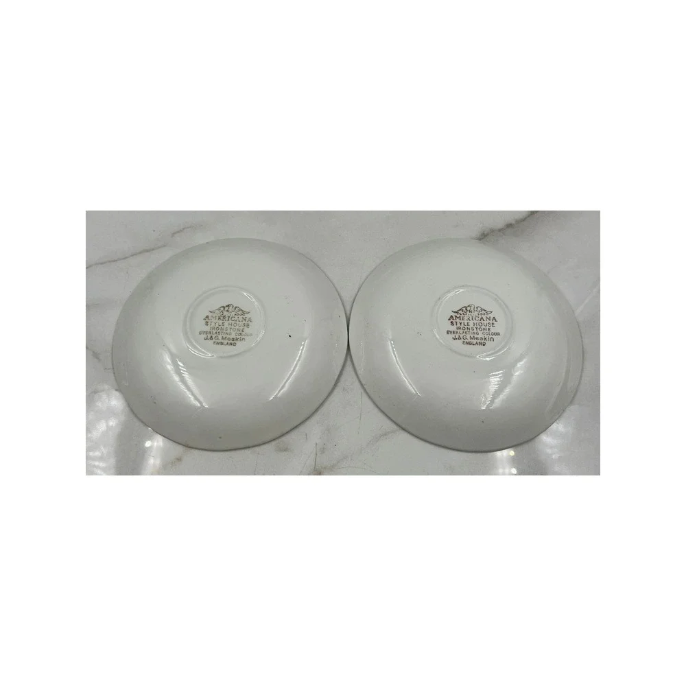J&G Meakin Americana Style House Brown Transferware Ironstone Saucers Set of 2